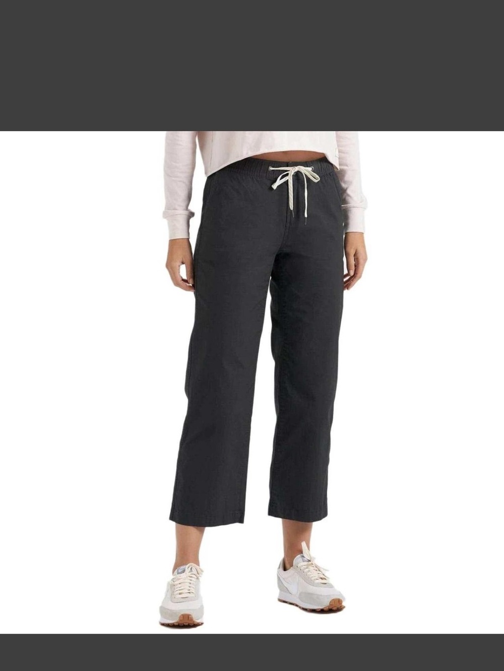 Vuori Black Cropped Drawstring Wide-Leg Pants
